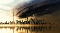 Dubai city 4k desktop wallpaper with heavy dark cloud
