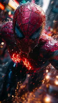 Spider man cool ai created 4k Android wallpaper water drops